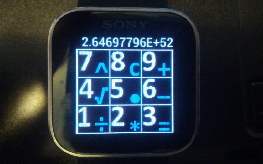 Calculator for Sony SmartWatch Screen 3
