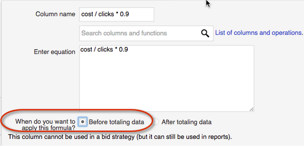Select the "Before totaling data" option when creating a formula column. 