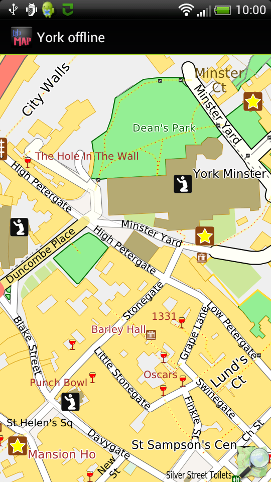York, UK offline map Screen 2
