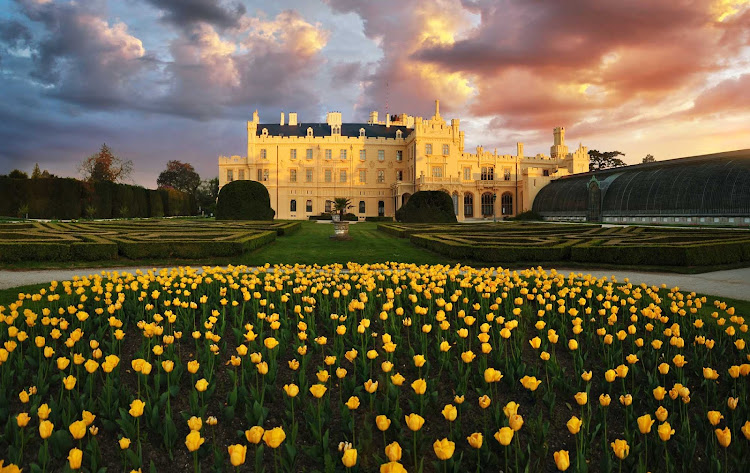 The majestic Lednice Chateau, part of the "Garden of Europe" Lednice-Valtice Complex in South Moravia, the Czech Republic. 