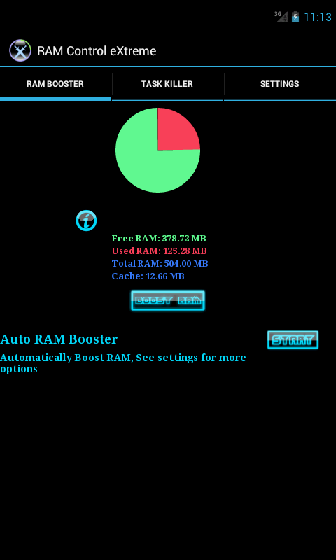 Android application RAM Control eXtreme Pro screenshort