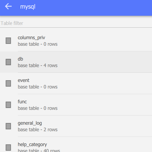 MySQL database manager