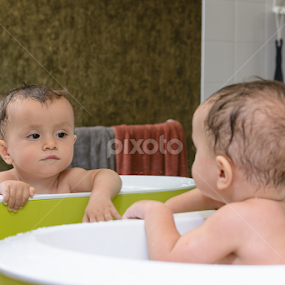 Bath Time Reflections by Frederic Rivollier - Babies & Children Child Portraits