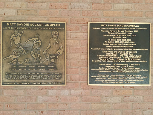 Matt Savoie Soccer Complex Plaque