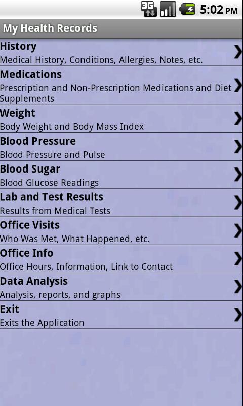 My Health Records Screen 1