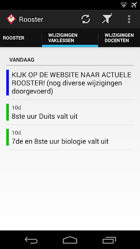 Roosterwijzigingen KGC