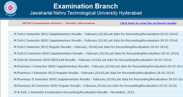 JNTU Results Screenshots 1