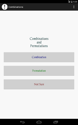 Combinations Permutations