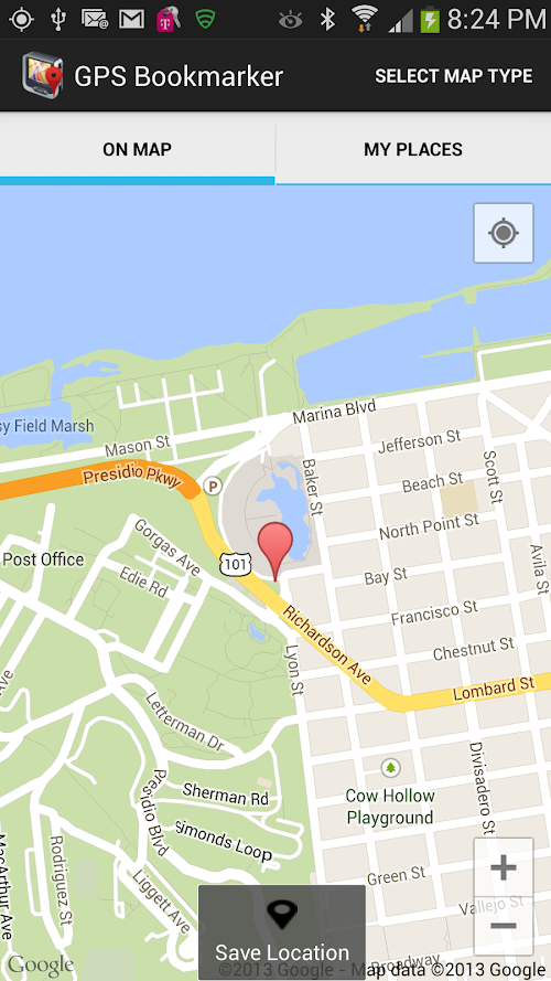 Android application GPS Bookmarker screenshort