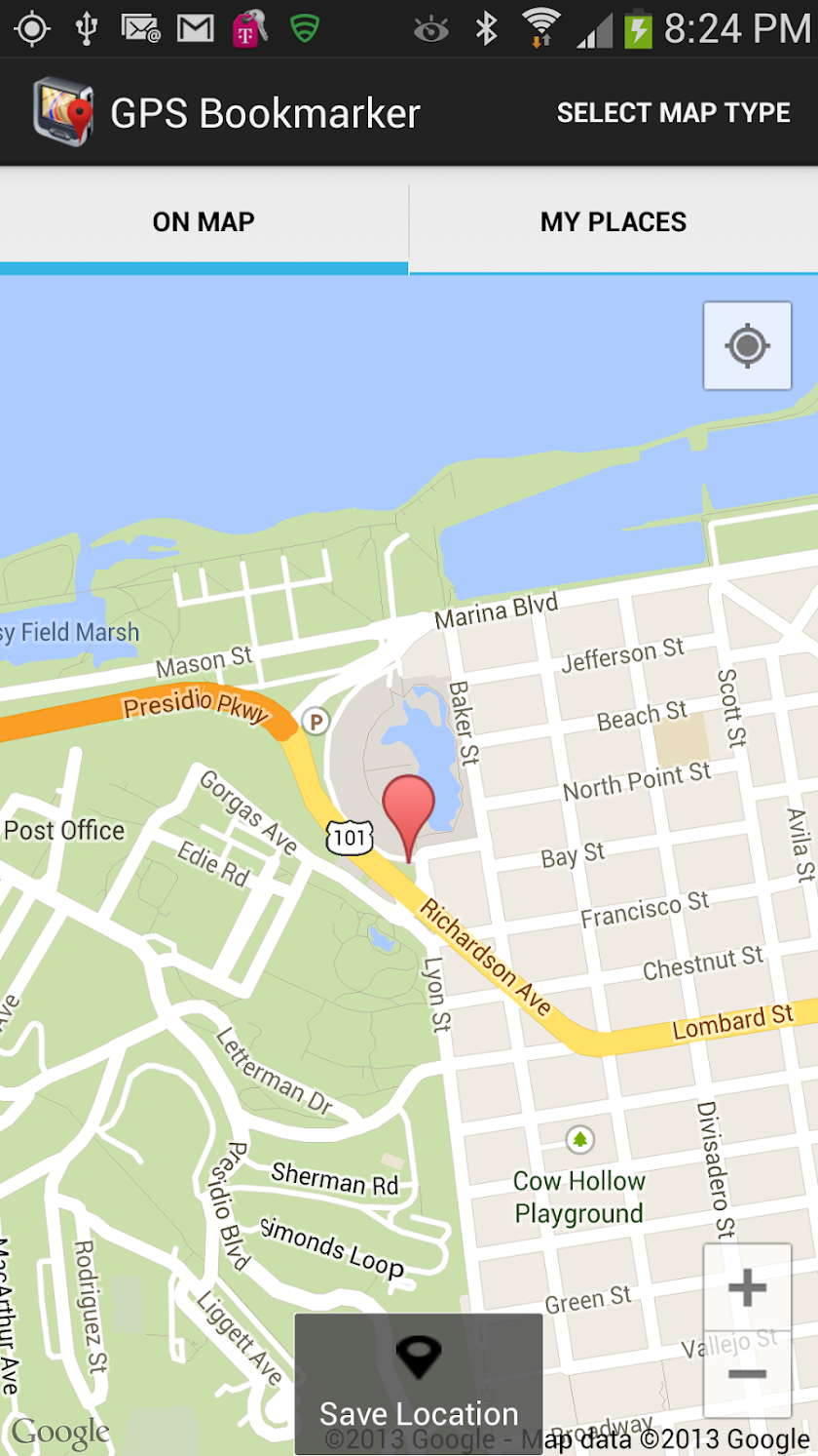 GPS Bookmarker Screen 1