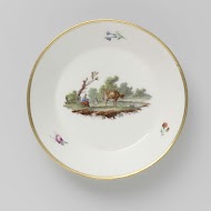 Schotel, beschilderd met een landschap met vee