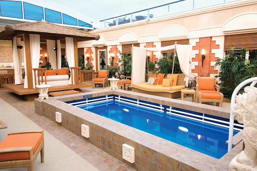 Norwegian-Jewel-Haven-Courtyard - Check into one of Norwegian Jewel's Haven accommodations and gain private access to the Courtyard, a paradise on deck with a sparkling pool, relaxing lounge chairs, hot tub and fitness center.
