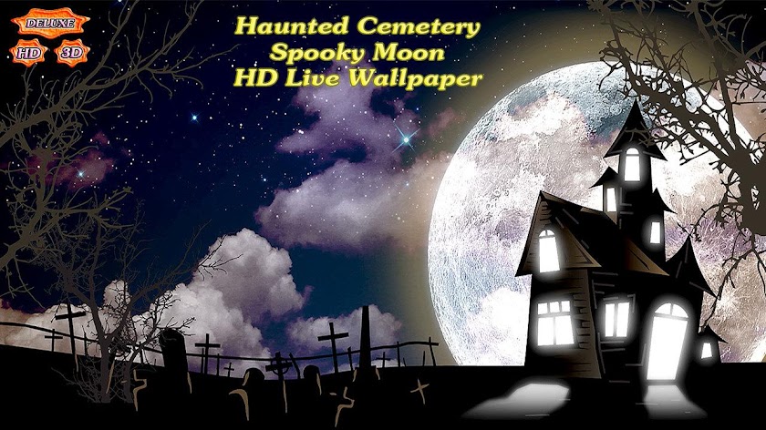 Haunted Cemetery Spooky Moon Screen 2