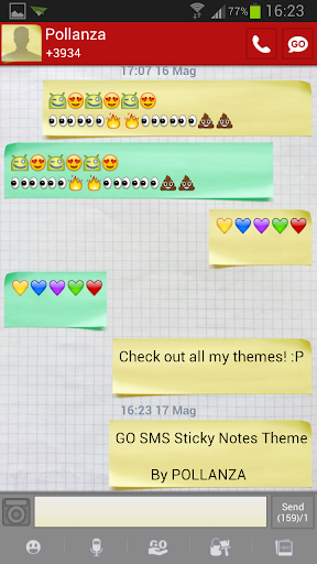 GO SMS Sticky Notes Theme