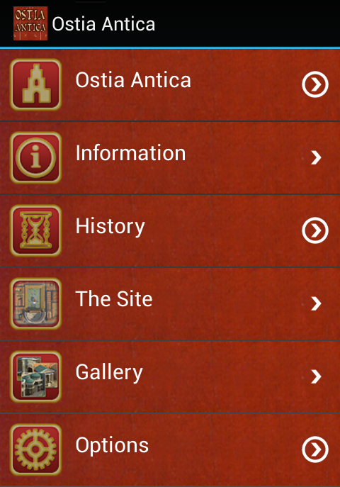 Android application Ostia Antica screenshort