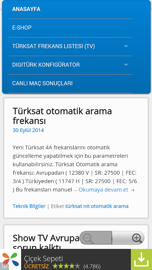 Android application turksat screenshort