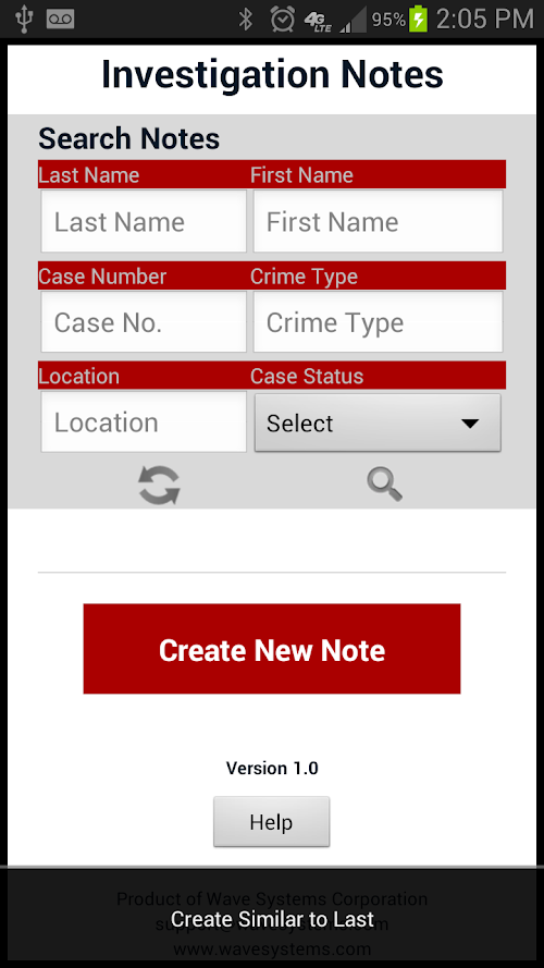 Android application Police Investigation Notes screenshort