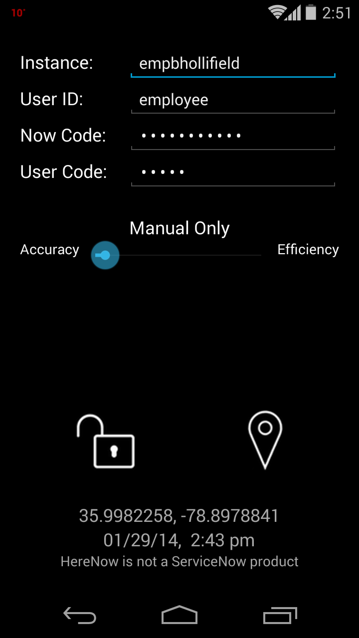 HereNow for ServiceNow Screen 1
