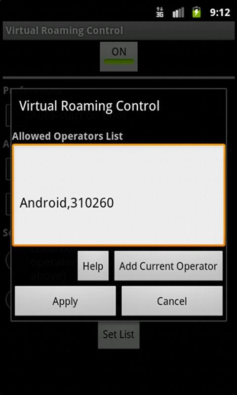 Virtual Roaming Control Screen 2