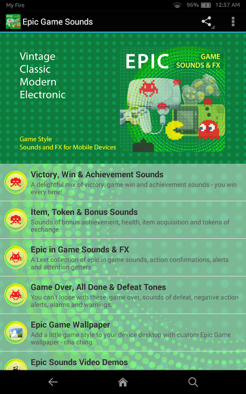 Android application Epic Game Sounds screenshort