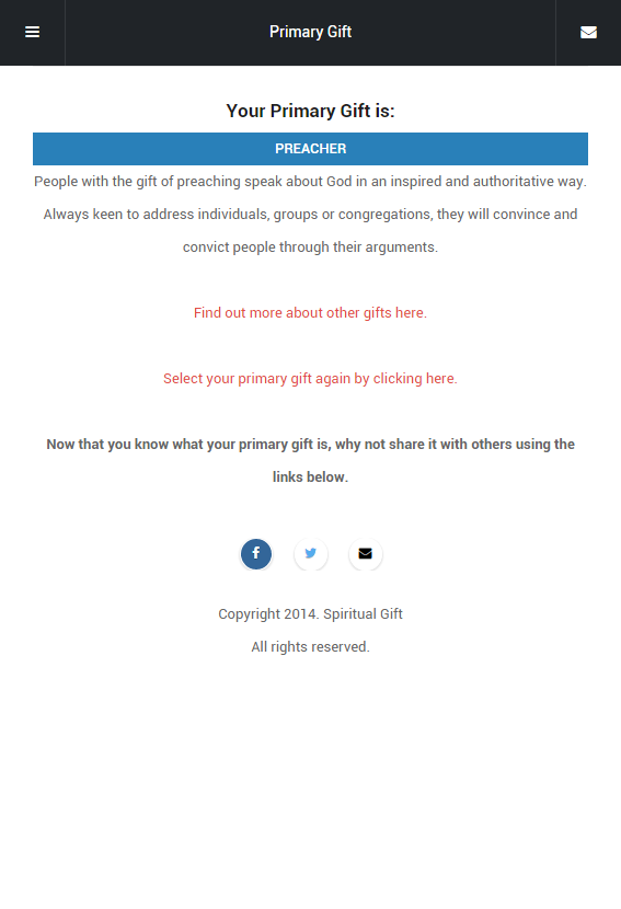 Spiritual Gift App Screen 2