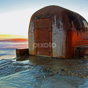 Pump house sunrise by Justin Mckinney - Landscapes Waterscapes