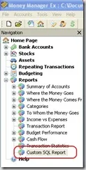 Custom SQL Report option of Money Manage Ex