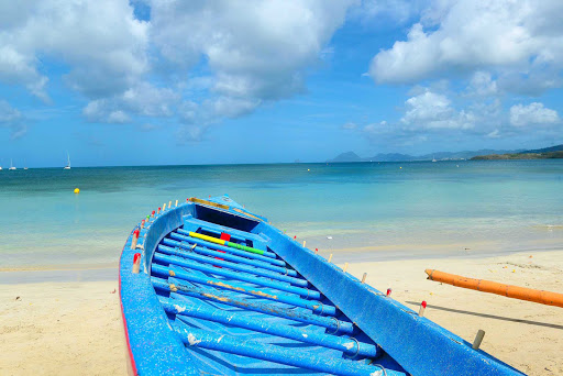 Visitors can enjoy a peaceful beach along the clear waters and sandy beaches of Sainte Anne, Martinique.