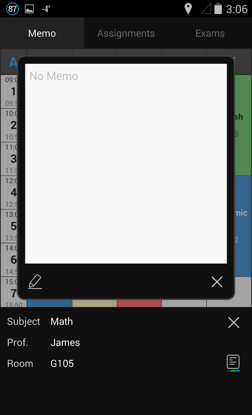 Handy Timetable Screen 3