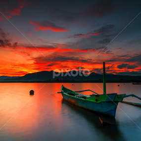 Blue Boat by Gus Mang Ming - Transportation Boats