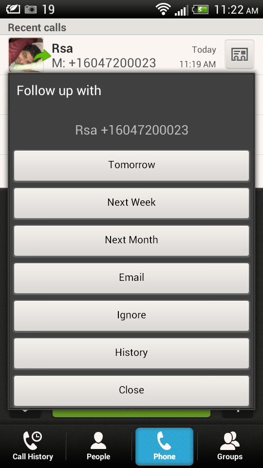 Call Follow Up  Manager PRO Screen 1