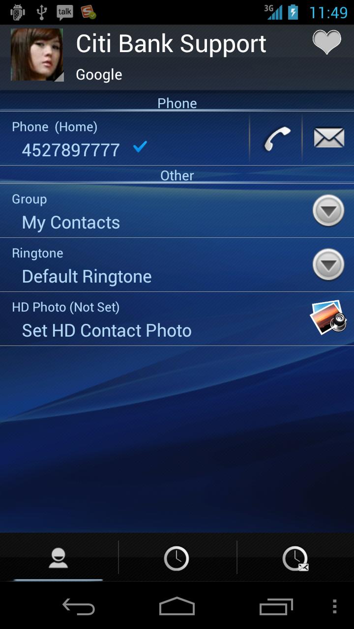 RocketDial Razr Blue Theme Screen 2
