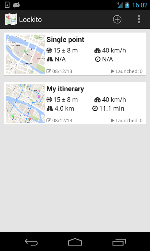 Android application Lockito – Fake GPS itinerary screenshort