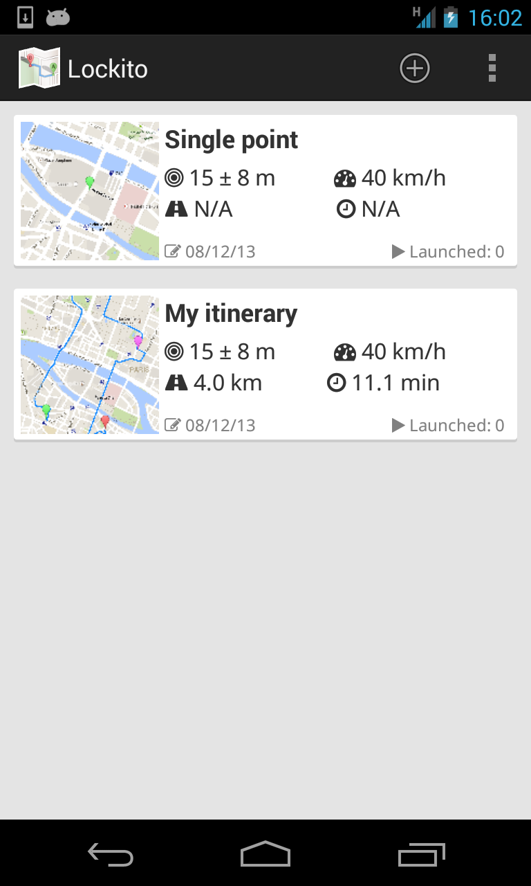 Lockito – Fake GPS itinerary Screen 1