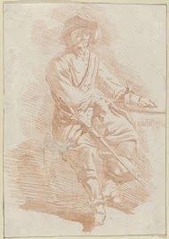 Zittende man met hoed en zwaard