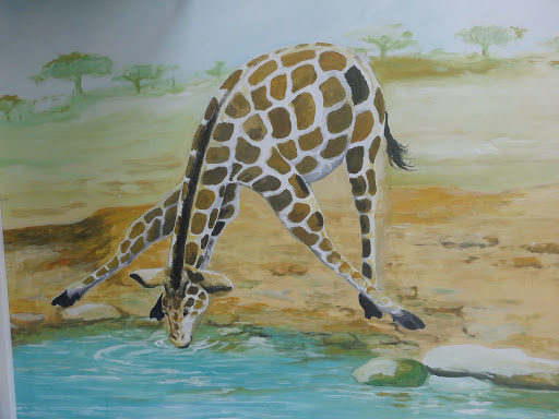 Giraffe Drinking Mural