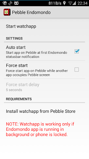 Pebble Endomondo Unofficial