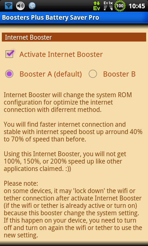 BOOSTERS PLUS BATTERYSAVER PRO - screenshot