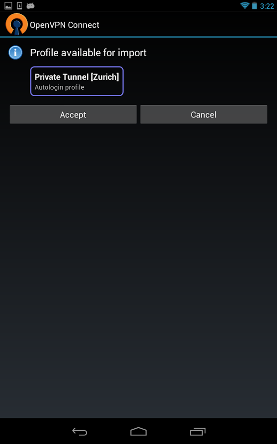 OpenVPN Connect- tangkapan layar
