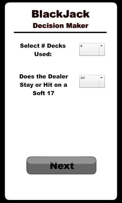 BlackJack Decision Maker Screen 2