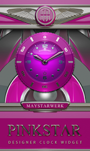 Clock Widget Pink Star - náhled