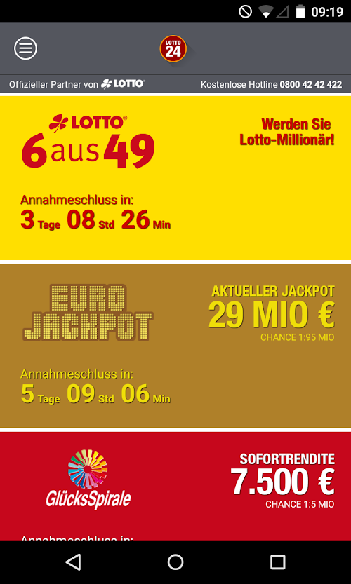 Android application Lotto24 Lite - Ihr Lotto-Kiosk screenshort