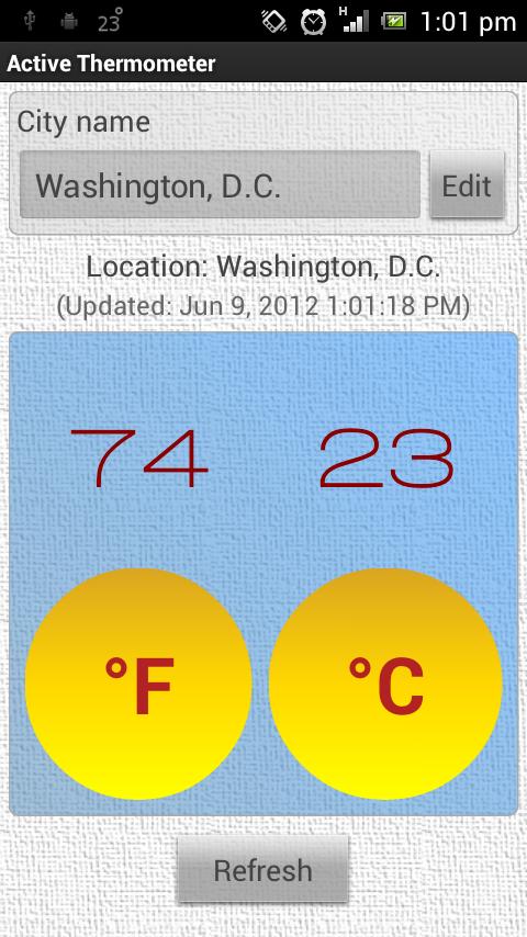 Android application Active Thermometer screenshort