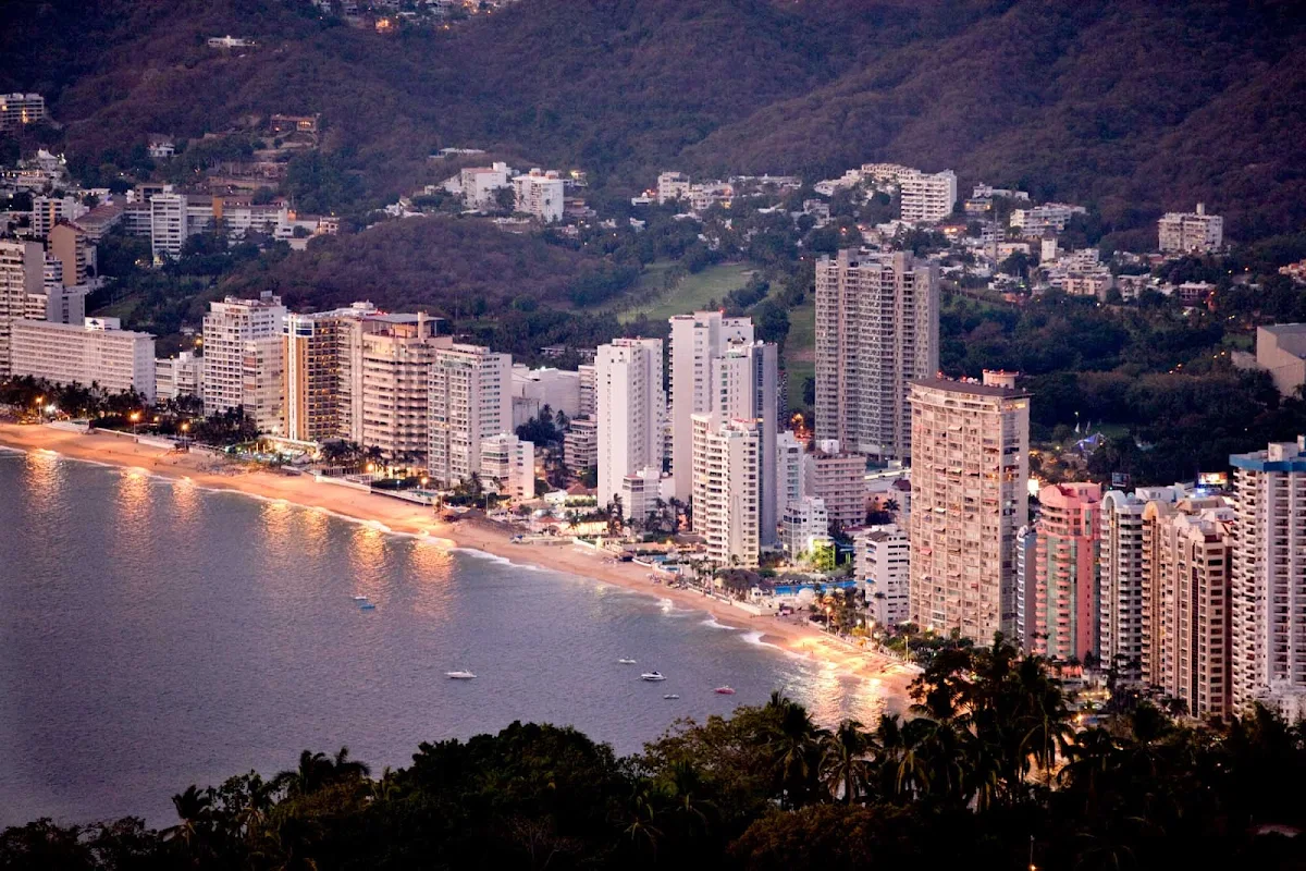 Acapulco-beaches - Hotels, resorts and office towers line the beach of Acapulco.