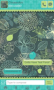 Lastest Teal Floral Theme GO SMS APK for PC