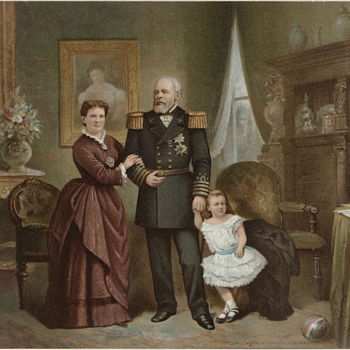 Portret van Willem III, koning der Nederlanden, Emma, koninginregentes der Nederlanden, en