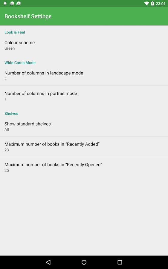    FBReader Bookshelf- screenshot  