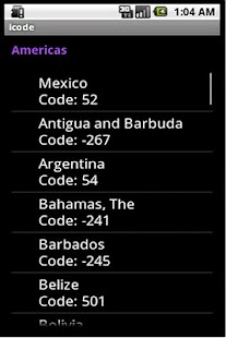 International Area Code Screenshots 1