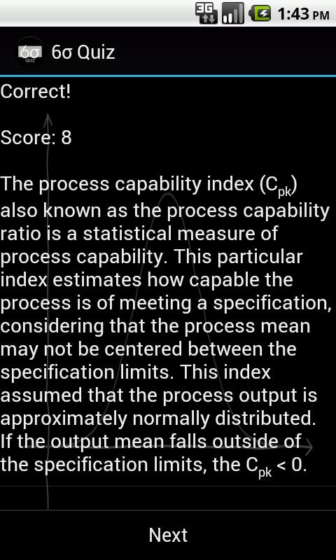 Six Sigma Quiz Screen 3