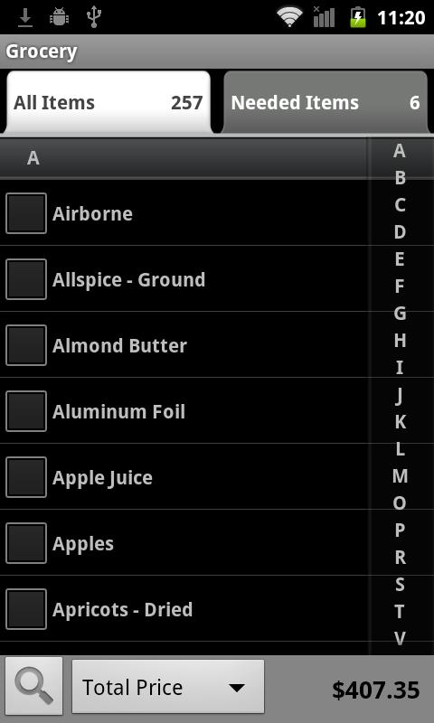 SplashShopper List Organizer Screen 2